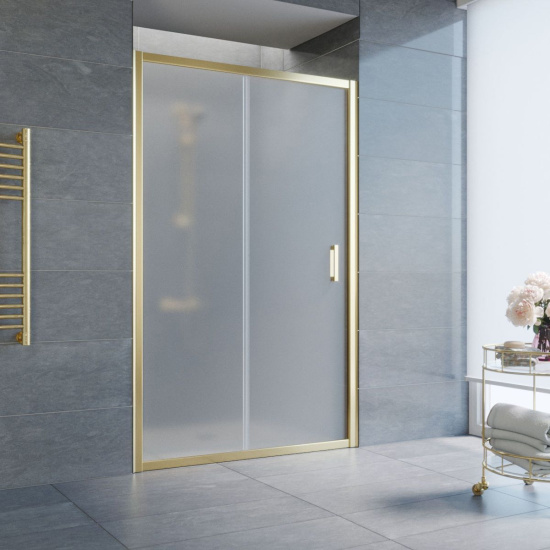 Душевая дверь в нишу Vegas Glass ZP 120 09 10 профиль золото, стекло сатин