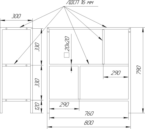 Шкаф Sanflor Лофт 80x79 северное дерево светлое, черный муар