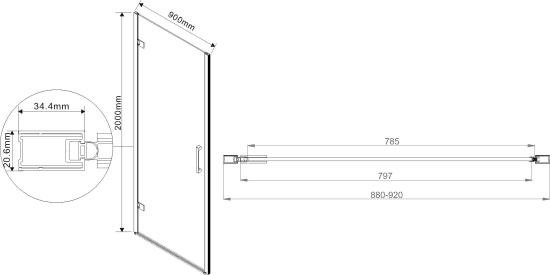 Душевая дверь в нишу Vincea Flex VDP-1F900CL 90 см, хром, стекло прозрачное