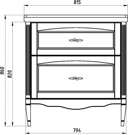 Тумба с раковиной ASB-Woodline Римини Nuovo 80 белая, патина серебро