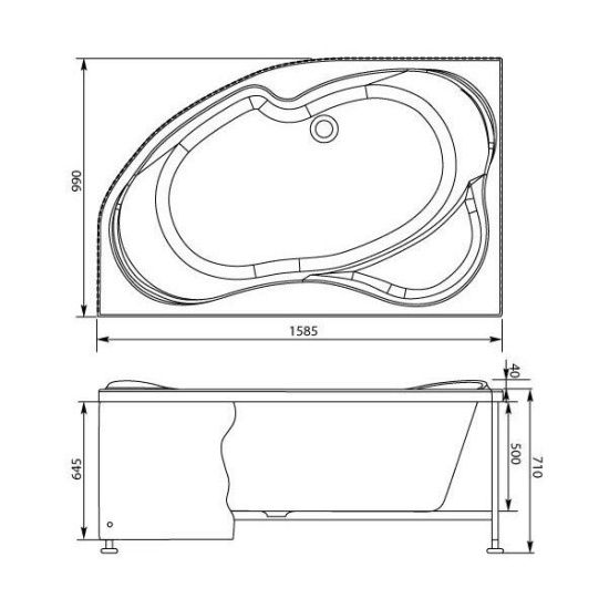 Акриловая ванна Aquanet Capri 160 см L