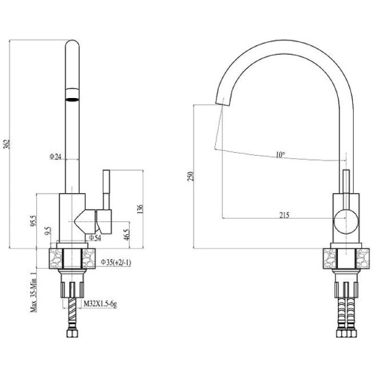 Смеситель для кухни Haiba HB70304-3 сталь