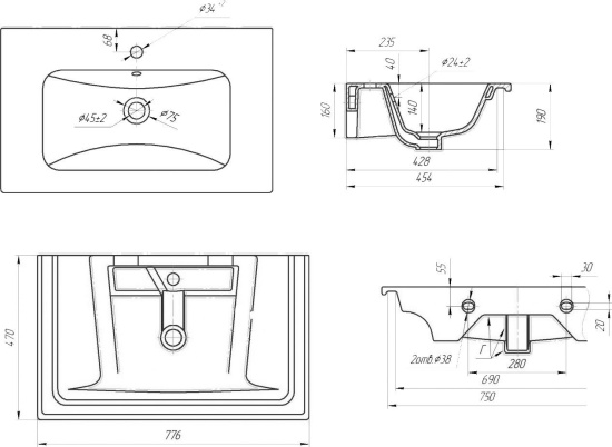 Мебель для ванной Dreja Gio 80 дуб кантри
