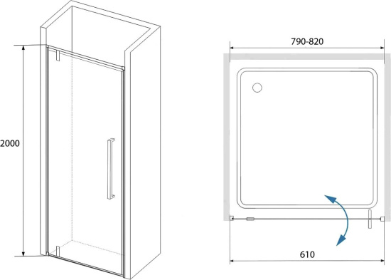 Душевая дверь в нишу RGW Stilvoll SV-02 B 800х2000 профиль черный, стекло прозрачное