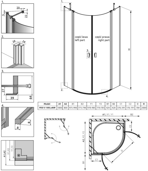 Душевой уголок Radaway Nes PDD II 100x80