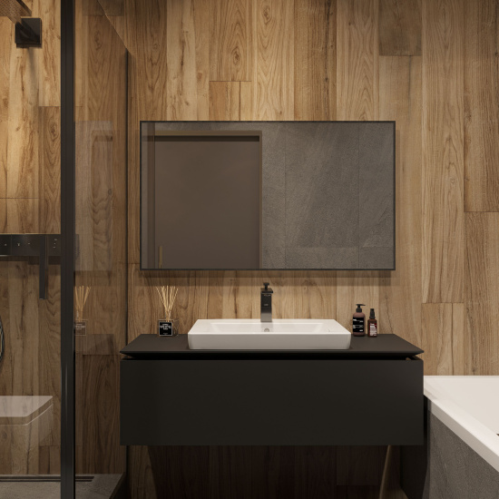 Зеркало Diwo Элиста 120 черное, с подсветкой светодиодной, инфракрасный выключатель