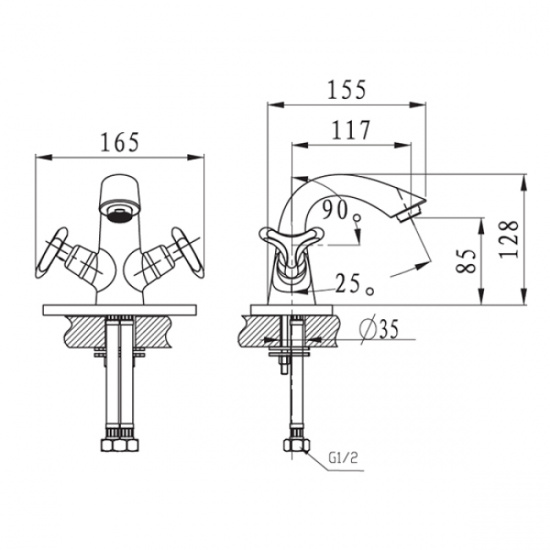 Смеситель для раковины Kaiser Trio 57011-2