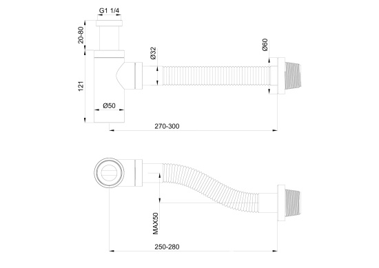 Сифон для раковины Wonzon & Woghand WW-88SS101-MB