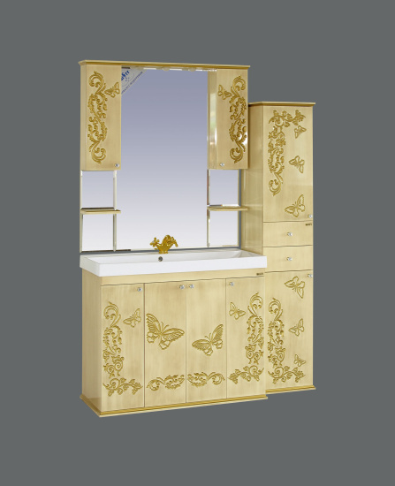 Тумба с раковиной Misty Бабочка 105 бежевая, патина