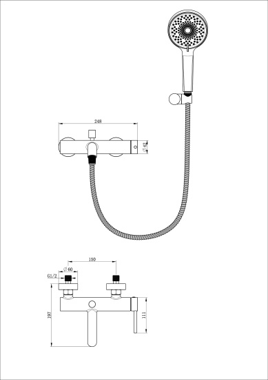 Смеситель для ванны Wonzon & Woghand Stick WW-88639017-CR