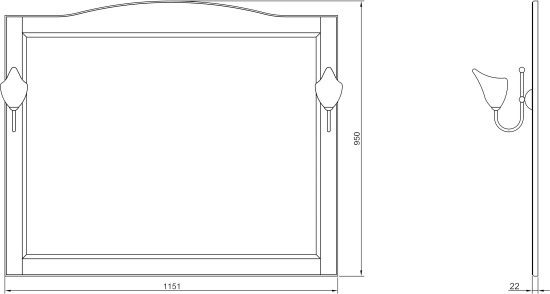 Зеркало ValenHouse Эллина 120 патина серебро