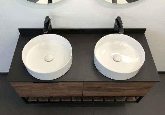 Тумба с раковиной Comforty Порто 120, подвесная, дуб тёмно-коричневый