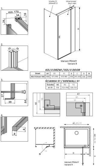 Душевой уголок Radaway Nes KDJ II 100x75 R