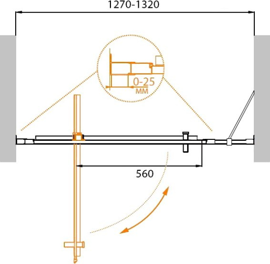 Душевая дверь в нишу Cezares Molveno-BA-11-80+30-P-Cr