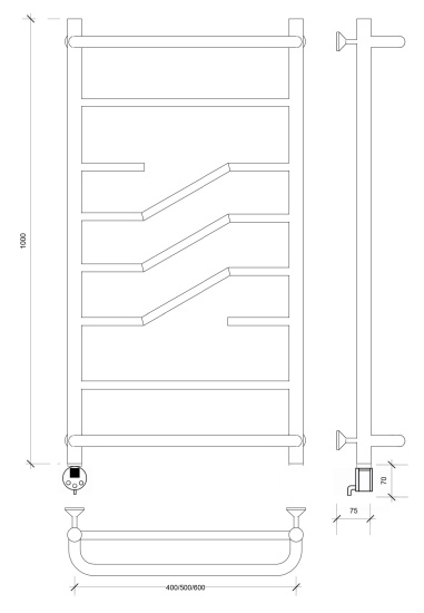 Полотенцесушитель электрический Secado Риволи СП 100/50 L, хром