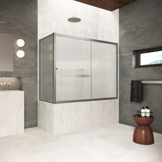Шторка на ванну Vegas Glass ZV+ZVF Protec 160*85 11 Moru, профиль оружейная сталь, стекло Moru