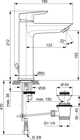 Смеситель для раковины Ideal Standard Tesi A6563AA