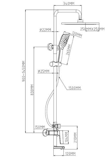 Душевая стойка Esko Samara ST250SMR