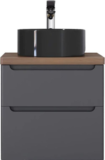 Мебель для ванной Jorno Wood 60, серая, темная столешница