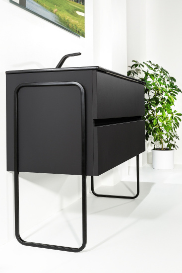 Тумба с раковиной Armadi Art Vallessi 80 антрацит матовая, с черной раковиной