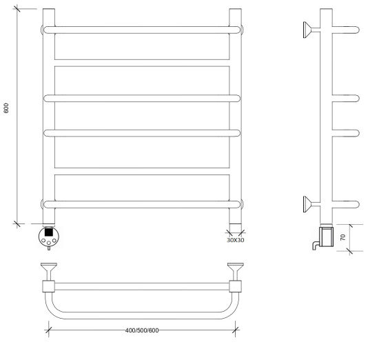 Полотенцесушитель электрический Secado Модена 2 60/50 L, хром