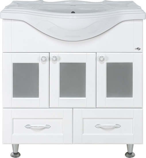 Тумба с раковиной Misty Латте 85 белая эмаль