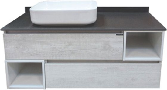 Мебель для ванной Comforty Прага 120, дуб белый, столешница антрацит, раковина T-Y9378