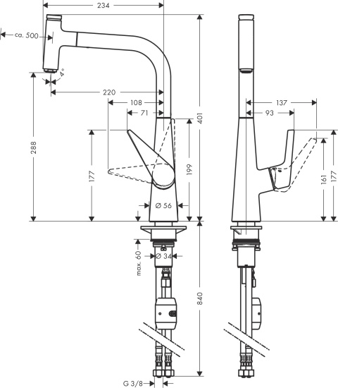 Смеситель для кухни Hansgrohe Talis Select M51 72826800 сталь