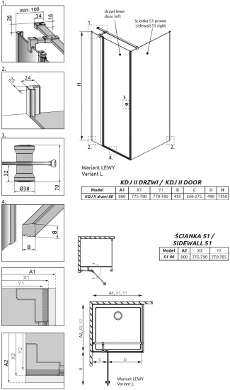 Душевой уголок Radaway EOS KDJ II 80x80 L