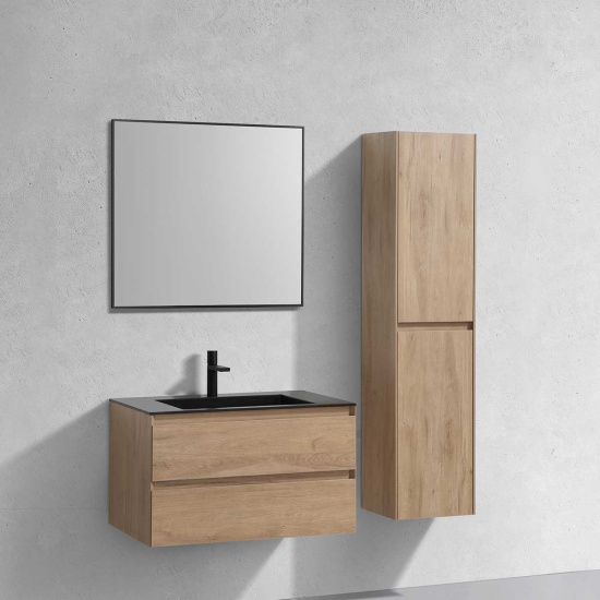 Тумба с раковиной Vincea Luka 80 2 ящика, натуральный дуб