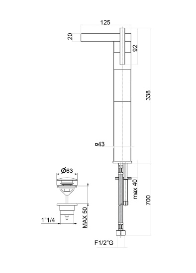 Смеситель для раковины Fiore XS 71CR7704, хром
