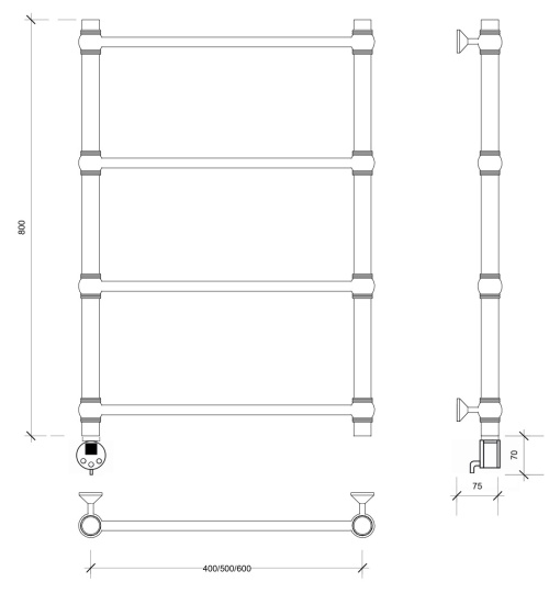 Полотенцесушитель электрический Secado Флоренция 1 80/40 L, хром