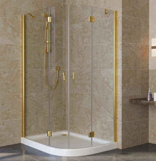 Душевой уголок Vegas Glass AFS-F Lux 120*90 09 01 L профиль золото, стекло прозрачное