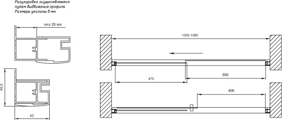Душевая дверь в нишу Vegas Glass ZP TUR NOVO 105 09 01 105 см, профиль золото, стекло прозрачное