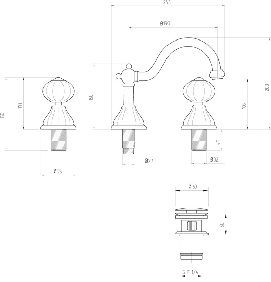 Смеситель для раковины Migliore Olivia 19007 хром