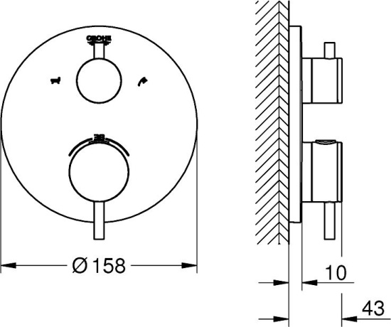 Смеситель для ванны Grohe Atrio 24138DC3 суперсталь, термостат