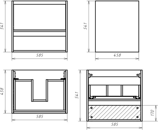 Тумба с раковиной Misty Дунай 60 дуб белый