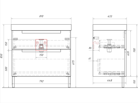 Тумба с раковиной Aqwella Vancouver 80 напольная, белая