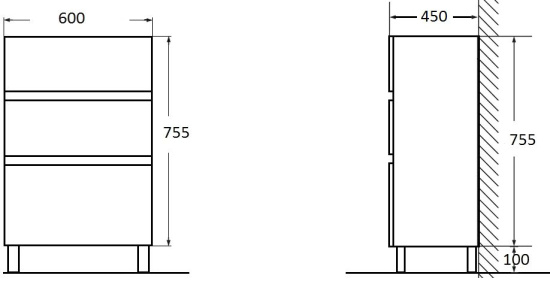 Тумба с раковиной Vod-Ok Best 60 черная
