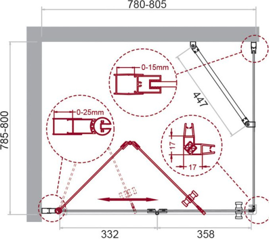 Душевой уголок BelBagno Albano AS-1-80-C-Cr