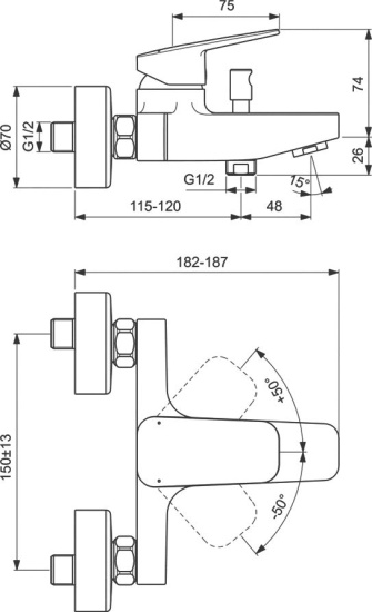 Смеситель для ванны Ideal Standard Ceraplan BD256AA