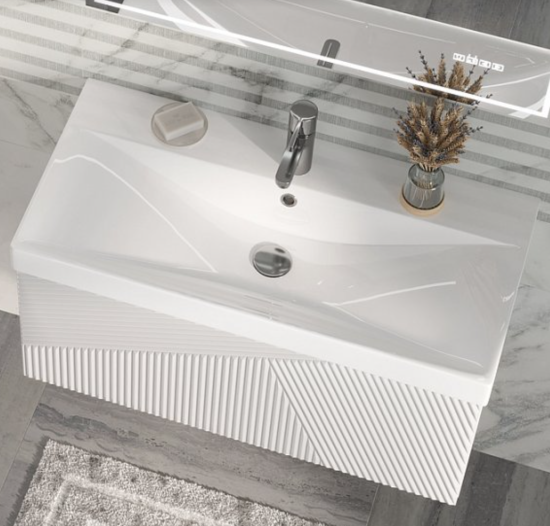 Тумба с раковиной Velvex Edge 70.1Y белая, подвесная