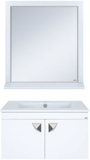 Зеркало Misty Сахара 75 белое, с полкой