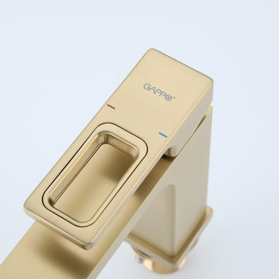 Смеситель для раковины Gappo G1017-3, золотой сатин