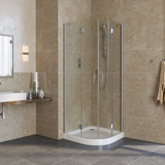 Душевой уголок Vegas Glass AFS Lux 80 07 01 профиль матовый хром, стекло прозрачное