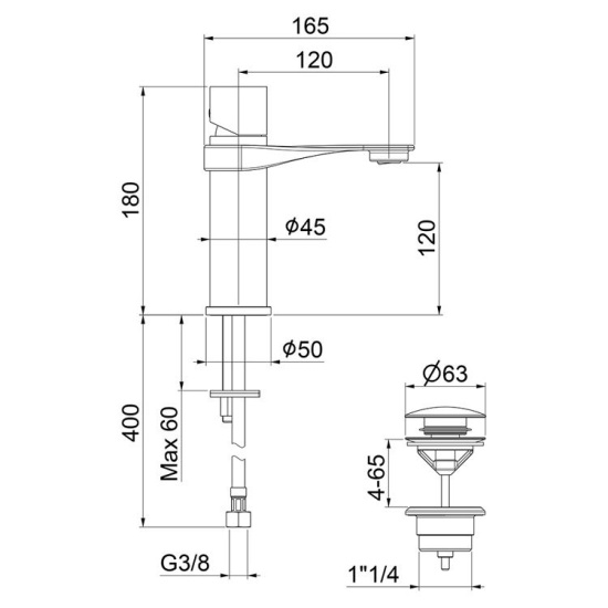 Смеситель для раковины Webert One-B NB830102015 хром