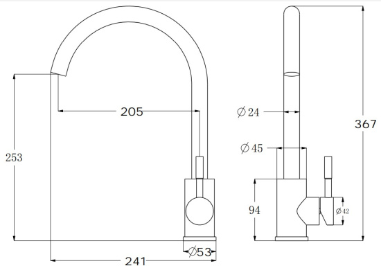 Смеситель для кухни Esko K45 White