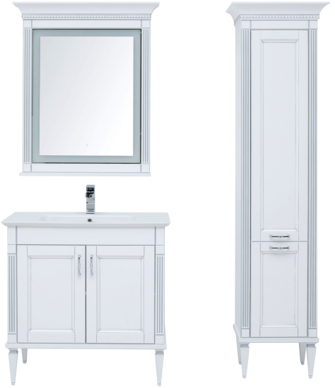 Тумба с раковиной Aquanet Селена 90 серебро, 2 двери