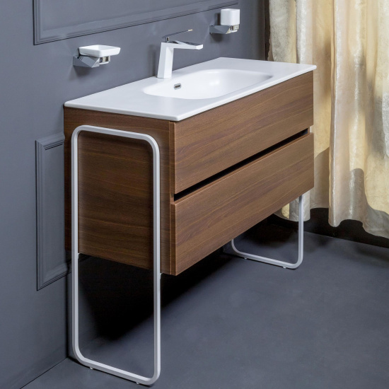 Тумба с раковиной Armadi Art Vallessi 120 дуб темный, с белой раковиной