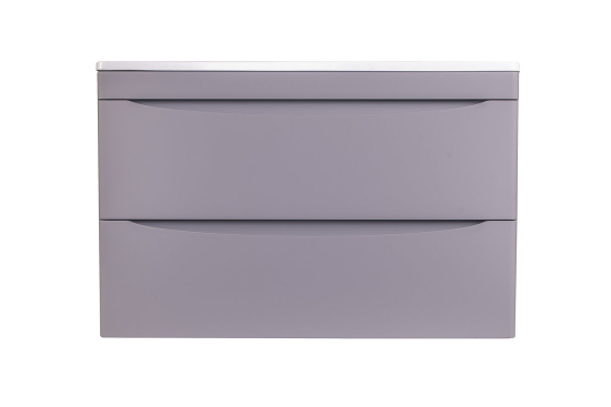 Тумба с раковиной Style Line Бергамо мини 80 2 ящика Люкс антискрейтч серая, Plus подвесная